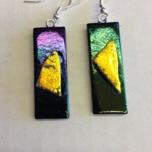Gold Dichroic on Iridized Dangling Earrings