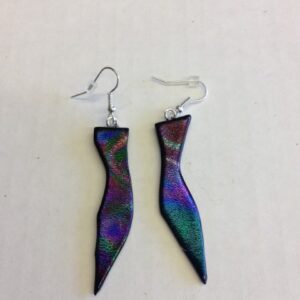 Organic Multicolor Dichroic Dangling Earrings