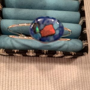 Oval Dichroic on Blue Bracelet