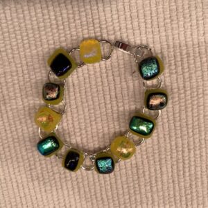 11 Linked Yellow Dichroic Bracelet