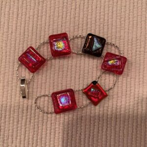 Red Linked Dichroic Bracelet