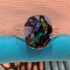 Large Oval Dichroic on Clear Bracelet