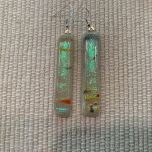 Dichroic Accents on Ivory Earrings