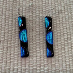 Blue Circles on Black Earrings