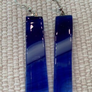 Blue and White Fused Glass Earrings