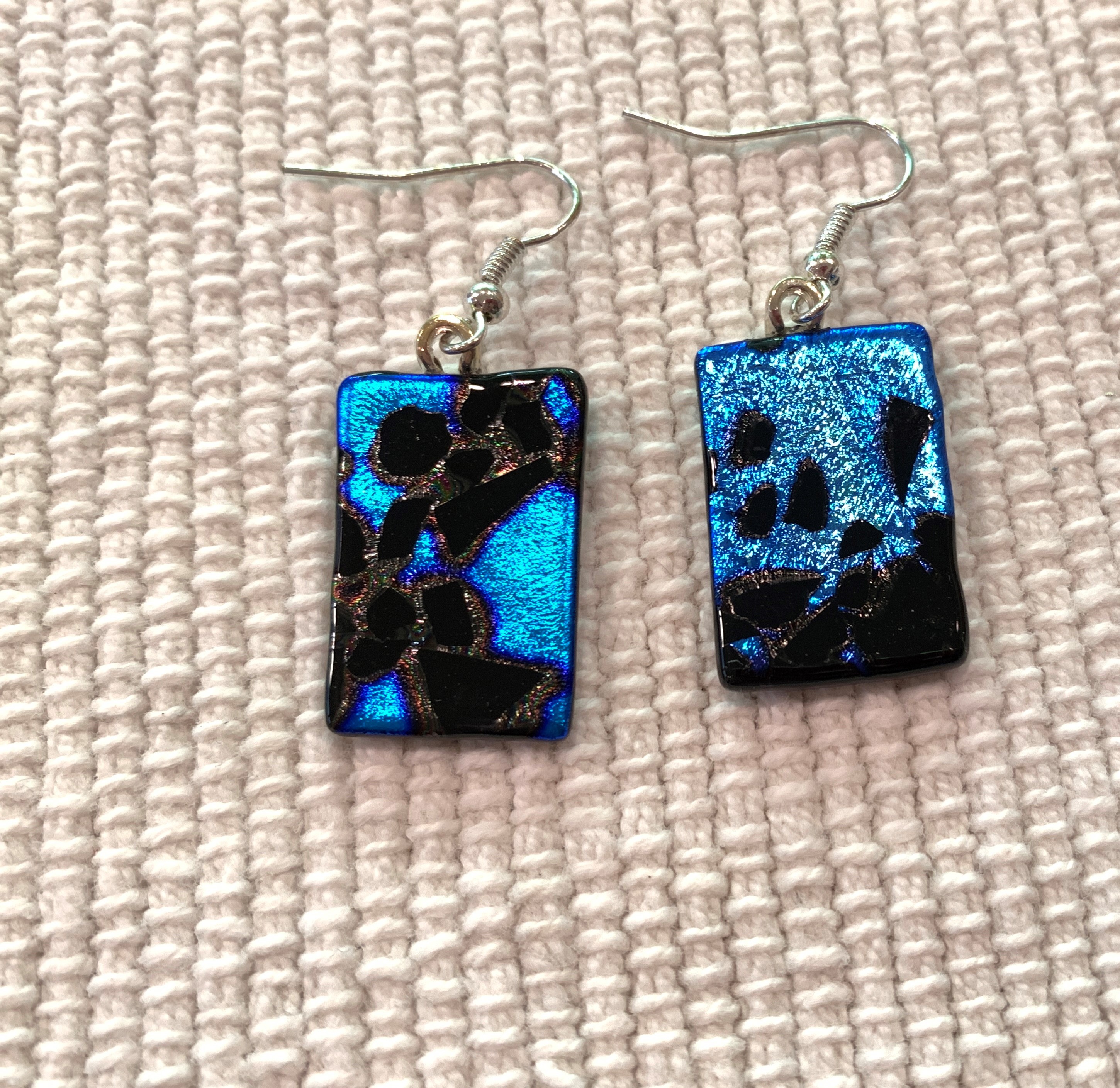 Black and Blue Dichroic Earrings