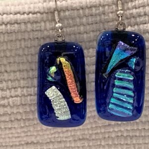 Dichroic Accents on Blue Earrings
