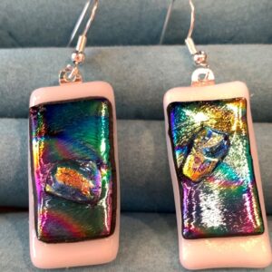 dichroic on dichroic on white earrings