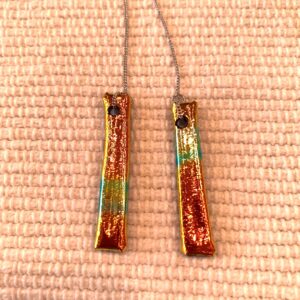 Orange Dichroic Ear Wire Earrings