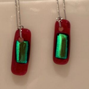 Red Under Green Dichroic Earrings