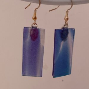 Vibrant Dichroic Blue White Earrings
