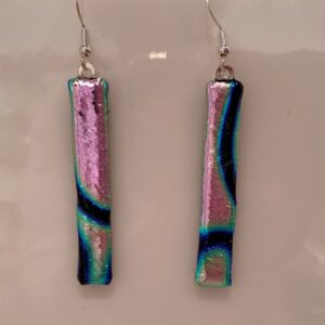 Rambling Blue on Pink Dichroic Earrings
